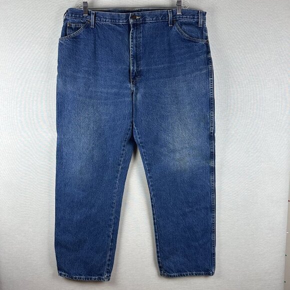 DICKIES DENIM WORK PANTS, BIG MAN - SIZE 42 X 32, - Picture 1 of 9